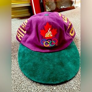 1996 Atlanta Olympics Team Canada SnapBack Hat 90s Suede Leather Strap Vintage